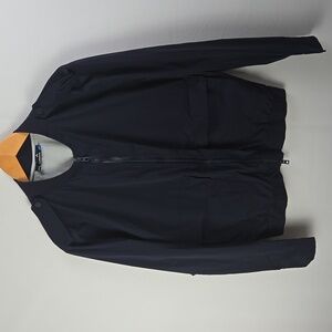 J.Lindeberg Men Navy Blue Full Zip M Tech 2.5 Ply Bomber Jacket Sz L Lightweight
